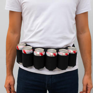 Beer Belt - Verstelbare Bier Riem - Geschikt voor 6 Blikjes - Ideaal voor Festival - One Size Fits All -  Bier Blikjeshouder