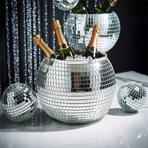 Disco Ball Ice Bucket – IJsemmer 11L – Goud & Zilver – Retro Feest