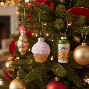 Kerstballen in 3 varianten Koffie, Croissant & Cupcake