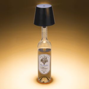 LED bottle lamp black on wine bottle