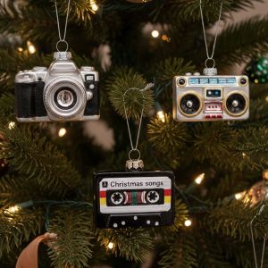 Retro glazen kerstballen – Cassette, Camera & Recorder