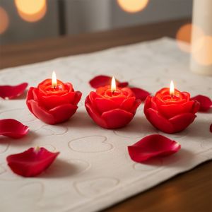 Romantische rozen kaarsen - komen in 3 stuks