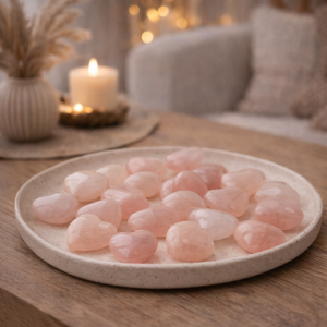 Hartjes Rozen Quartz met greenery