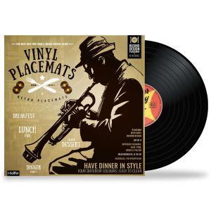 Vinyl Placemats Set van 4 – Retro LP Design – Ø 37 cm – Kleurrijk