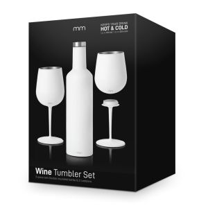 Wine Tumbler Set Wit - 3-Delig - 750ml Fles & 2x 300ml Bekers 