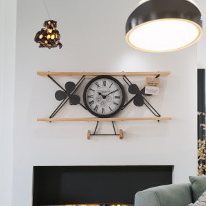 Airplane Clock, vintage look, out of black