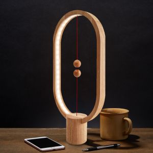 Heng Balance Lamp Oval – Magnetische lamp – Hout - Groot - 32.4 x 27.9 x 9.7 cm