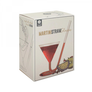 Cocktail glas met spiralen rietje - Ingebouwd rietje - 250 ml - Drankglas - Martini glas - Uniek glas