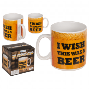 Bier mok 'i wish this was a beer' - Voor de bier liefhebber - 1000 ml - Mok cadeau - Vaderdag cadeau mok