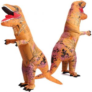 Opblaasbaar Dino Pak - T-Rex pak - Maat 1,50 tot 2,20 meter - Ingebouwde Ventilator - Carnaval outfit - Dinosauruspak