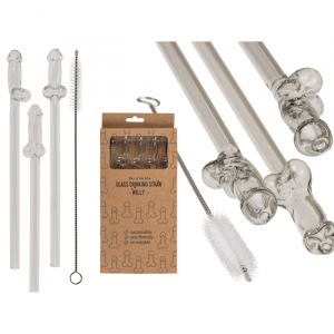 Glass drinking straw with cleaning brush - Willy
