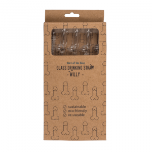 Glazen rietje met schoonmaakborstel, Willy - Herbruikbaar - Glass drinking straw with cleaning brush, Willy