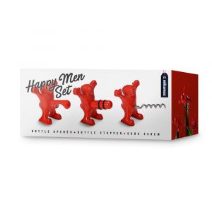 Happy Man Set - Flesopener - Kurkentrekker - Flessenstopper - Set van 3