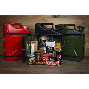 Kerstpakket - Stoer kerstpakket idee - Groen/Rood/Zwart - Originele kerstpakketten - Kerstpakket jerrycan 10L