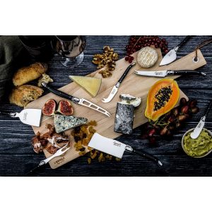 Premium Line 8 Kaasmessen Zwart met houten Serveerplank