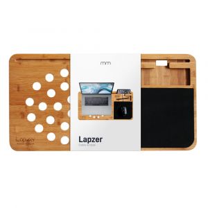 Lap Desk Lapzer - Bamboe - Stand met Telefoonhouder - Muismat - Ventilatiegaten - Origineel - 60 x 31 x 2cm - Laptop Standaard