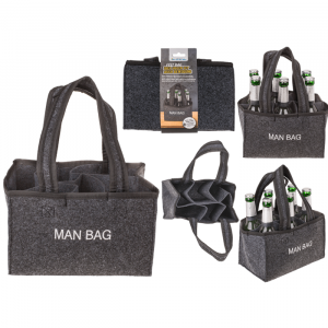 Vilten flessentas - De handigste manier om 6 bier te vervoeren - Zwart - 24 x 15 cm - Flessen tas - Flessentas 6 flessen