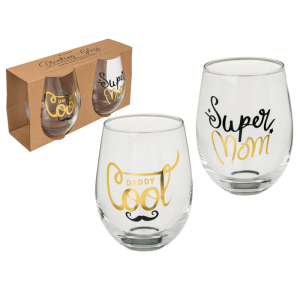 Leuke glazen 'Super mom' & 'Daddy cool' - Cadeau voor je ouders - Leuke verpakking - Cadeau idee