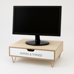 Monitor stand Nordic drawer white