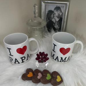 I love papa mok & i love mama mok - Leuke theemokken - Perfect voor thee en koffie - Witte mok met tekst en een hart