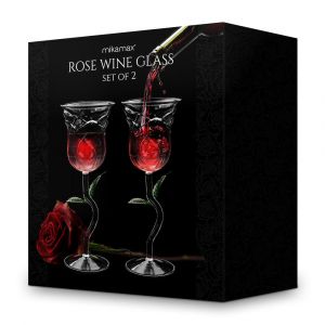 Wijnglazen - In de vorm van een roos - Set van 2 - 8 x 22,5 cm - 200 ml - Leuke wijnglazen - Wijn accessoire
