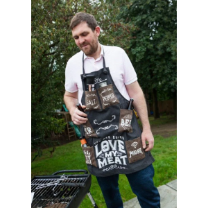 Canvas schort 'love my meat' - Canvas schort - 22 x 7 x 24 cm - BBQ schort