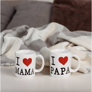 I love papa mok & i love mama mok - Leuke theemokken - Perfect voor thee en koffie - Witte mok met tekst en een hart