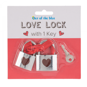 Liefdesslotjes - Zilver met rood hart - Met 1 sleutel - 2 stuks - 3 x 4,7 cm & 3,5 x 5 cm - Liefde cadeau  - Valentijns cadeau