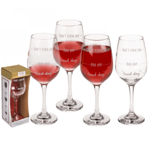 Wijnglas 'Good day, Bad day, Don't even ask' - 420 ml - Grappige wijnglazen - Grappige wijn teksten