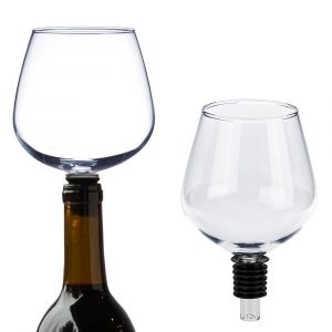 Wijnglas voor op fles - XXL - 750ml - Past Standaard Kurk Op - Groot Wijnglas