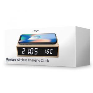 Wireless charger bamboo clock