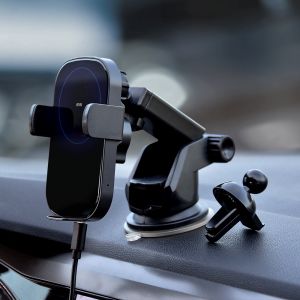 Telefoonhouder Auto - Draadloze Oplader Met Sensor - 15W - Snellader - Met Zuignap en Knijper - Automatisch Open en Dicht - Smartphone Houder Auto