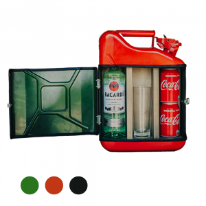 Jerrycan 10L 'Bacardi' giftset groen, rood en zwart - drank cadeau man - excl. drank