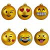 Emoji Kerstballen - Set van 6 - Grappige Kerstballen met 6 Verschillende Emoji's - ø 7,8cm - Christmas Balls