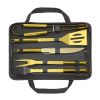 Gouden BBQ Tools - Miljonair Barbecue Accessoire Set - 5 Delige BBQ set - Incl. Meegeleverde Tas - Gouden BBQ Set - Hoge Kwaliteit Gouden BBQ Gereedschap Set