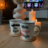 Mr. & Mrs. Right Mokkenset - Koffiemokken voor Stellen - Valentijnscadeau - Keramisch Porselein - Inclusief Giftbox