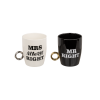 Porseleinen mokken Mr Right & Mrs Always Right - Wit en Zwart - koffiemok met tekst - Grappige mokken
