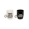 Porseleinen mokken Mr Right & Mrs Always Right - Wit en Zwart - koffiemok met tekst - Grappige mokken
