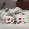 I love papa mok & i love mama mok - Leuke theemokken - Perfect voor thee en koffie - Witte mok met tekst en een hart