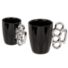 Boxbeugel mok - Stoere mokken - Zwart/zilver -  Knuckle duster mug