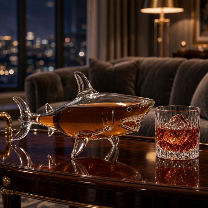 Shark Decanter - Glazen Whiskykaraf in Haaienvorm - 720 ml