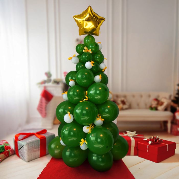 Ballonnen Kerstboom DIY Kerstversiering DIY Balloon Christmas Tree Kerstboom van ballonnen