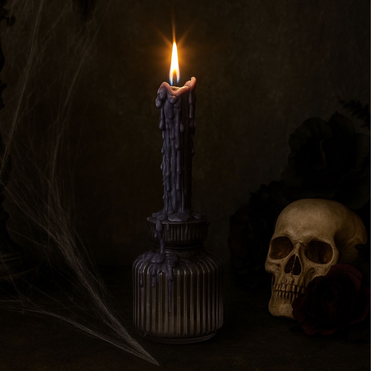 Donkerpaarse drip kaarsen 26x2 cm - Set van 2