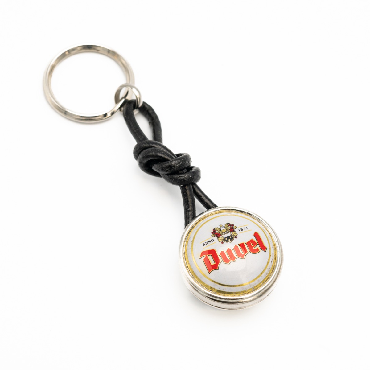 Duvel sleutelhanger met verwisselbare drukknop