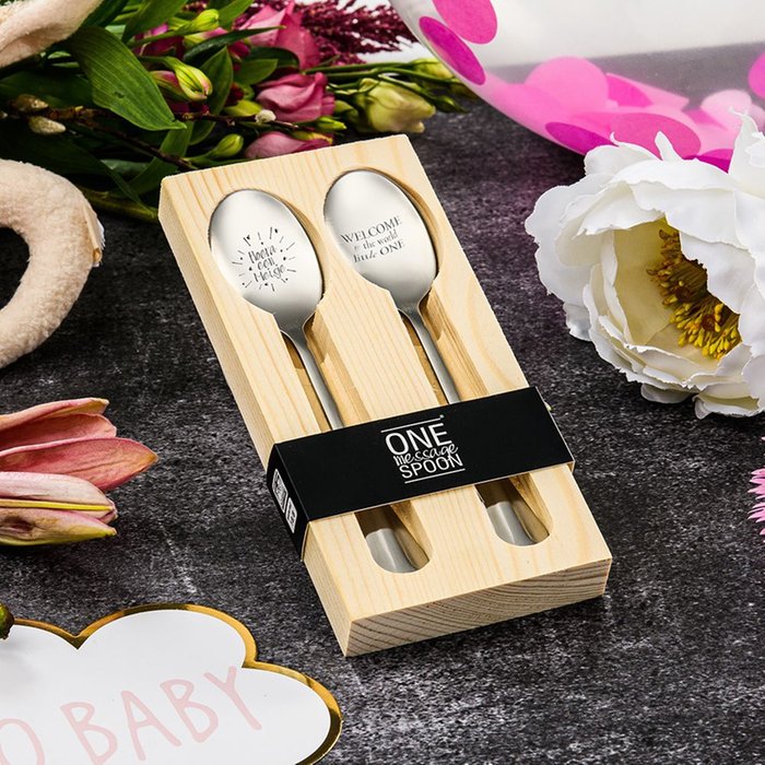 One Message Spoon houten geschenkverpakking voor 2 lepels