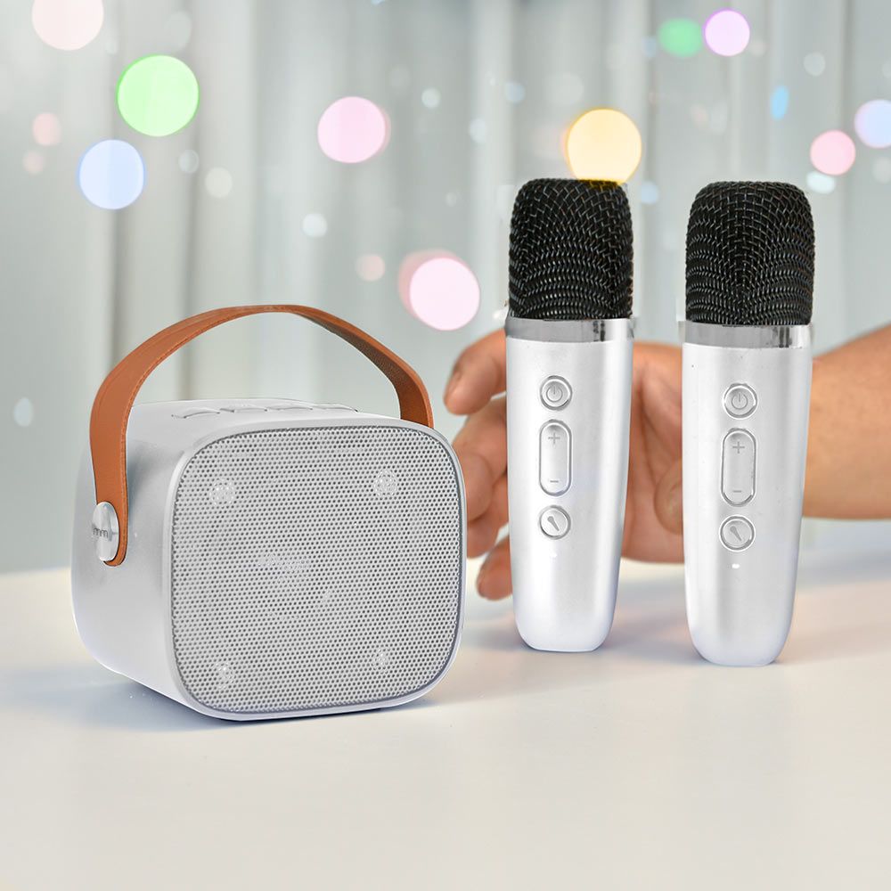 Karaoke 2 Go Zing overal waar je wilt Incl. 2 draadloze microfoons 8,5 x 7,5 x 6,5 cm Speaker Karaoke machine