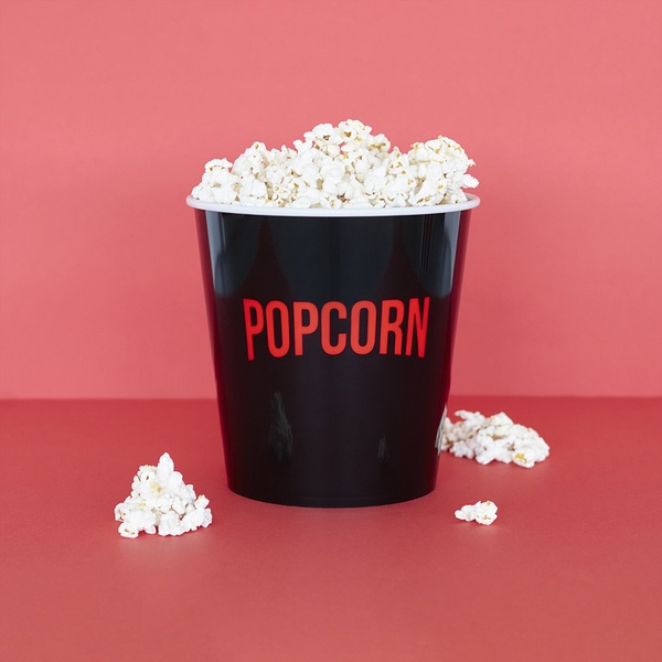 Popcorn Bowl PopCorn Streaming Zwart Voor de Ultieme Kijkervaring Filmavond Accessoire