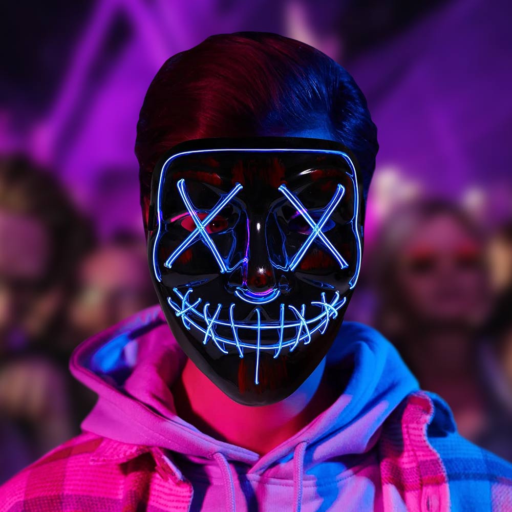 Purge LED Masker - 3 Lichtstanden - Verstelbare Hoofdband - carnaval masker 
