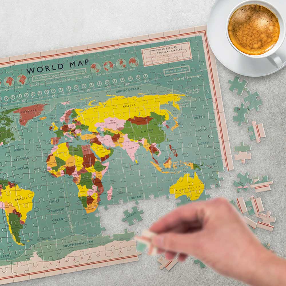 Wereldkaart Puzzel 300 Stukjes - Kleurrijk Educatief Spel - 50x36 cm Kartonnen Legpuzzel - Interactieve Reisherinneringen