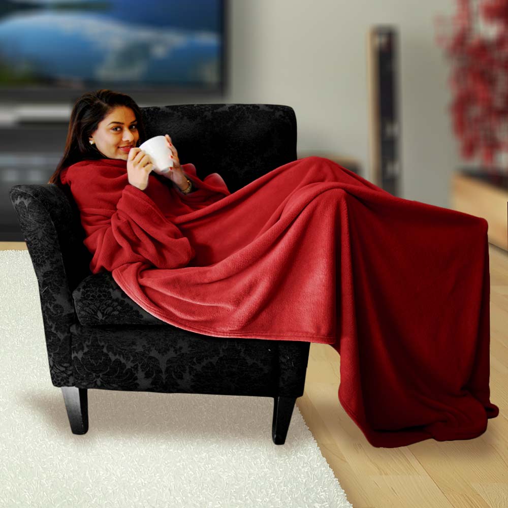 Snuggie Original Deluxe Rood XL Fleece Deken Met Mouwen Anti Pluis 215x150 cm Plaid